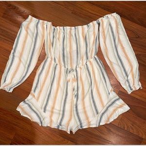 Striped Off-the-Shoulder Romper